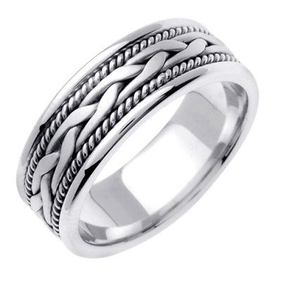 Mens 10K White Gold Handmade Wedding Band Ring  by TallieJewelry, $569.00 Braided Wedding Rings, Braid Wedding, Braided Wedding Band, Handmade Wedding Band, Wedding Ring For Him, Comfort Fit Wedding Band, Braid Jewelry, Unique Bands, Braided Ring