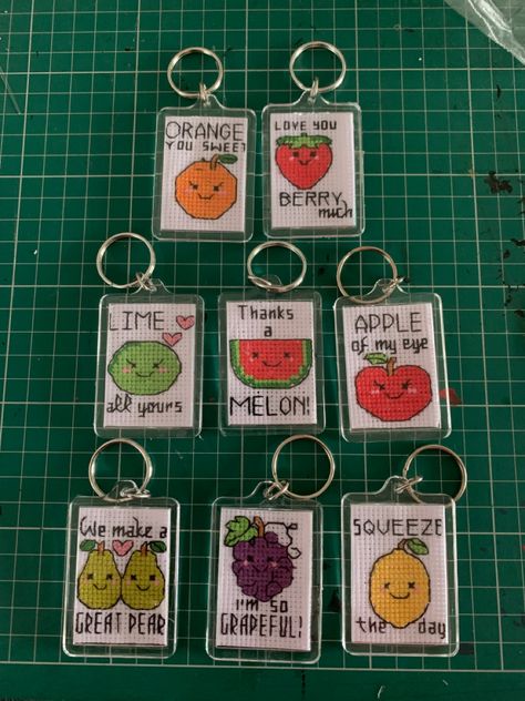 Cross Stitch Keychain Pattern, Cross Stitch Keyring, Plastic Canvas Keyrings, Cross Stitch Patterns For Key Rings, Key Cross Stitch Pattern, Key Ring Cross Stitch Patterns, Cross Stitch Keychain, Stitch Keychain, Canvas Template