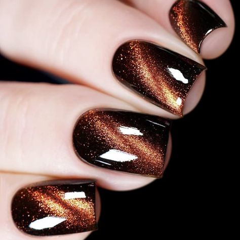 Amazon.com : Vishine 9D Cat Eye Brown Gel Nail Polish with Magnet Galaxy Cateye Chameleon Nail Gel Polish Manicure Soak Off UV Gel DIY Salon Home 16ml : Beauty & Personal Care Funky Nail Tip Designs, November Cat Eye Nails, Cateye Nailart Fall, Cats Eye Acrylic Nails, Fall Nail Designs Cat Eye, Nail Design Ideas Fall, Cat Eye Nail Colors, Rust Cat Eye Nails, Cat Eye Fall Nail Designs