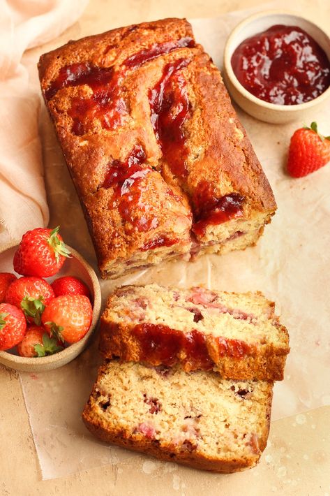 Strawberry Jam Cake – It's All Good Vegan Strawberry Jam Cake, Cake Bars Recipe, Jam Cake, Square Cake Pans, Creative Desserts, Strawberry Cakes, Loaf Cake, Pound Cake Recipes, Fresh Strawberries