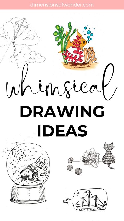 Check out these fun whimsical drawing ideas, to draw with a pen and pencil, or color in with coloring pencils or markers. Get your creativity flowing and grab a pen! Whimsical Pencil Drawings, Dutch Words, Pen Doodles, Cumulus Clouds, Dandelion Flower, Little Doodles, The Bell Jar, Underwater Creatures, Marker Drawing