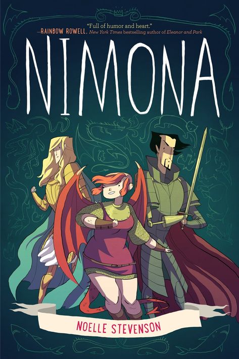 Nimona by Noelle Stevenson. Provo City Library staff pick. Nimona Fan Art, Noelle Stevenson, Book Tag, Eleanor And Park, Conceptual Sketches, National Book Award, Comic Shop, Ya Books, Books Young Adult