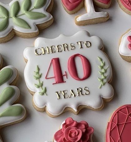 40th Anniversary Cookies Decorated, 40th Anniversary Cookies, Anniversary Cookies Decorated, 40th Wedding Anniversary Party Ideas, 50th Anniversary Cookies, Anniversary Cookies, Square Cookies, 50th Wedding Anniversary Party, 15 Year Anniversary