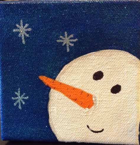 My snowman on canvas for my desk at work Yule Recipes, Mini 4x4, Snow Men, Christmas Canvas Art, Christmas Paintings On Canvas, Kids Canvas, Snowman Faces, Snowman Painting, Holiday Painting