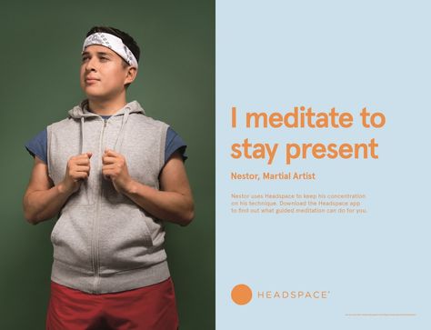 Headspace: I meditate by Mother New York | Creative Works | The Drum Testimonial Ads, Headspace App, Fashion Web Design, Best Meditation, Meditation Apps, Editorial Layout, Martial Artist, Creative Words, Banner Ads