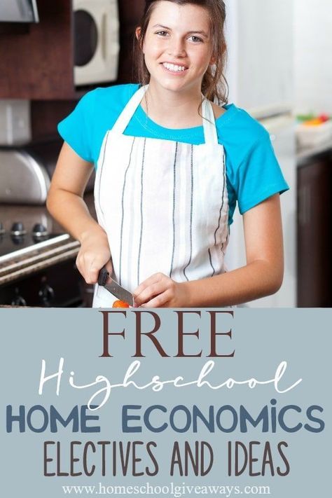 FREE High School Home Economics Electives and Ideas - Homeschool Giveaways #highshcool #homeschool #economics Preschool Life Skills, School Organization For Teens, Life Skills For Children, Homeschool Electives, High School Electives, Homeschool High School Curriculum, Life Skills Class, Economics Lessons, Life Skills Lessons