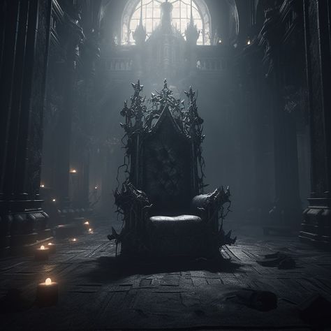 "Monarch of Horror: The King Claims His Throne!" Heir To The Throne Aesthetic, Shadow King Aesthetic, Fallen King Aesthetic, Evil Throne Room, Black Throne, Dark King Aesthetic, King Core, Throne Aesthetic, Dark Throne Room