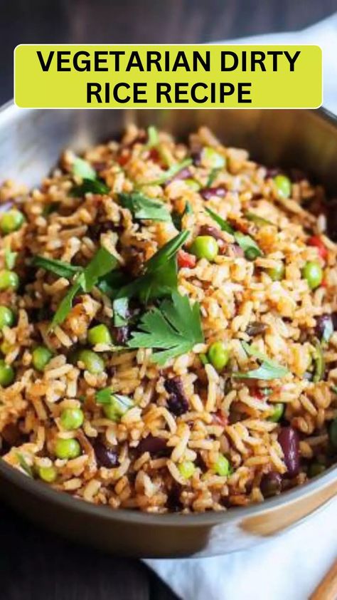 Vegetarian Dirty Rice Recipe – Cravefuly Vegetarian Dirty Rice, Louisiana Dirty Rice Recipe, Vegetarian Rice Recipes, Cajun Rice, Dirty Rice Recipe, French Green Lentils, Vegan Worcestershire Sauce, Cajun Dishes, Dirty Rice