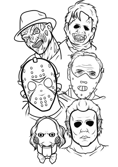 Tattoos Horror, Horror Movie Tattoos, On Tattoo, Scary Drawings, Horror Drawing, Movie Tattoo, Movie Tattoos, Tattoo Outline Drawing, Idee Cricut