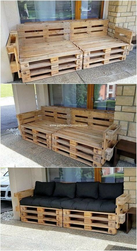 Diy Pallet Projects For Beginners, Pallet Projects For Beginners, Wood Pallet Ideas, Pallet Furniture Designs, Pallet Garden Furniture, Pallet Patio Furniture, Pallet Patio, Wooden Pallet Furniture, Pallet Sofa