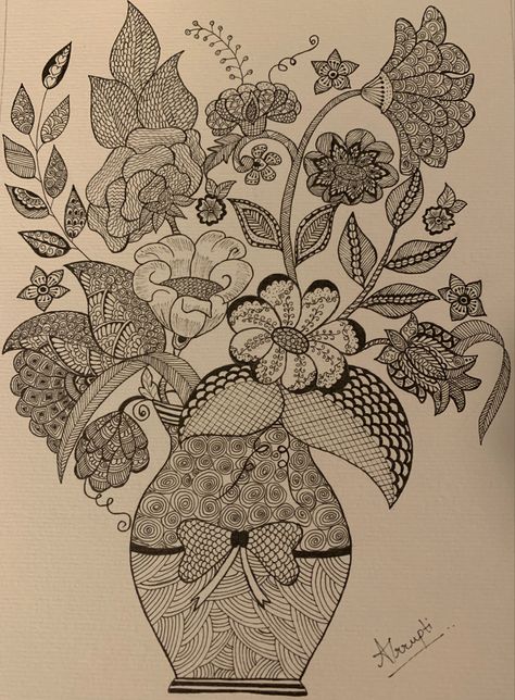 Flower Pot Mandala Art Drawing, Pot Mandala Art, Mandala Art Flowers, Flower Mandala Art, Mandala Arts, Boho Art Drawings, Madhubani Art, Mandala Artwork, Art Flowers