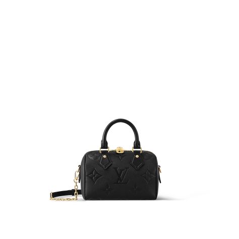 Speedy Bandoulière 20 Monogram Empreinte Leather - Women - Handbags | LOUIS VUITTON ® Black Louis Vuitton Bag, Louis Vuitton Taschen, Sac Louis Vuitton, Louis Vuitton Speedy Bandouliere, Fake Designer Bags, Louis Vuitton Official Website, Speedy Bandouliere, Best Travel Accessories, Compact Bag