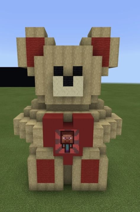 Minecraft Bear Build, Minecraft Building Ideas Valentines, Love Minecraft Builds, Minecraft Teddy Bear Build, Minecraft Valentines Build Ideas, Teddy Bear Minecraft Build, Valentine Minecraft Builds, Valentines Minecraft Builds, Minecraft Couple Ideas