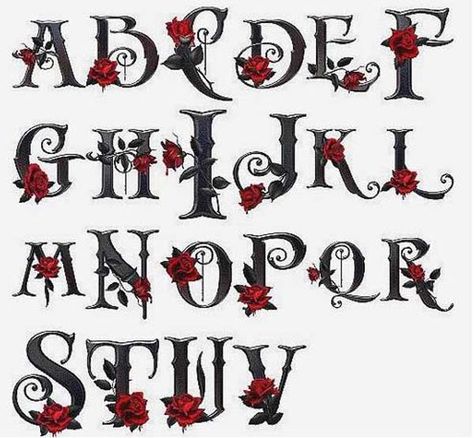 Gothic Alphabet, Tattoo Fonts Alphabet, Tattoo Fonts Cursive, Gothic Lettering, Chicano Lettering, Alphabet Style, Cursive Alphabet, Gothic Rose, Tattoo Lettering Fonts