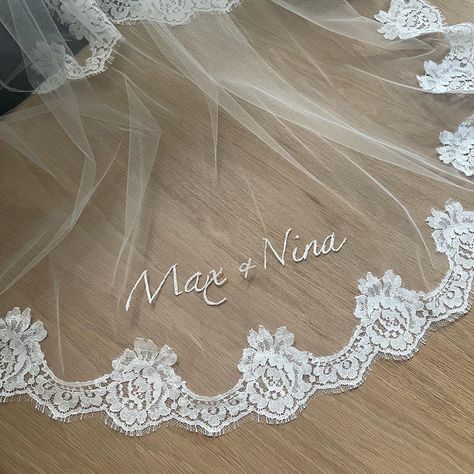 Wedding Veil With Name, Embroidered Veil, S Names, Chapel Veil, Cathedral Veil, Lace Veils, The Cathedral, Bespoke Wedding, Wedding Veils