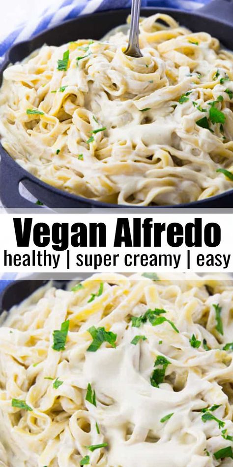 Vegan Fettuccine Alfredo, Alfredo Sauce Recipe Easy, Vegan Alfredo Sauce, Vegan Alfredo, Resep Pasta, Alfredo Sauce Recipe, Vegan Pasta Recipes, Cake Vegan, Fettuccine Alfredo