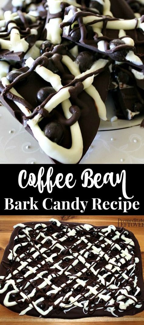 How to make coffee bean bark - A quick and easy coffee bean bark recipe using dark chocolate, white chocolate, and chocolate-covered coffee beans. This homemade candy recipe makes a great gift for the coffee lovers in your life! Chocolate Coffee Beans, Coffee Brownies, Chocolate Covered Coffee Beans, Chocolate Covered Espresso Beans, Coffee Cheesecake, Candy Bark, Creamy Coffee, Homemade Candy, Candy Recipe