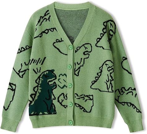 Estilo Harajuku, Fall Cardigan, Preppy Sweater, Oversized Streetwear, Trendy Sweaters, Sweater Oversize, Softest Sweater, Streetwear Women, Dinosaur Print