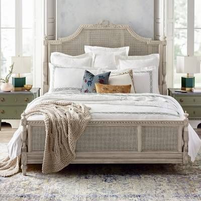 Vintage French Bedroom, Beautiful Bed Designs, Vintage Bedroom Furniture, Cane Bed, Bed Headboards, Rattan Bed, French Bed, French Country Bedrooms, Bedroom Furnishings