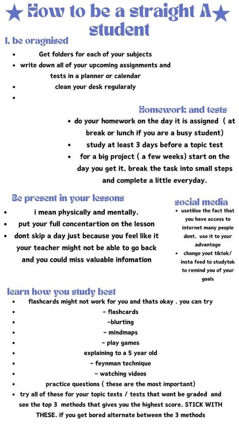 Goals For School Year Student, 8th Grade Tips, Straight A Student, Studie Hacks, School Routine For Teens, Studera Motivation, Studying Tips, School Preparation, School Study Ideas