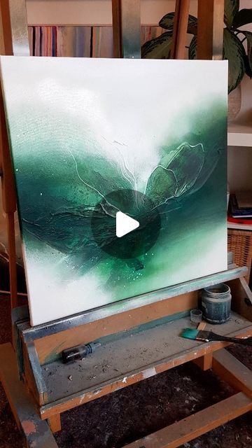 Green Abstract Art Painting, Texture Paste Art Acrylic Paintings, Textured Abstract Painting Acrylics, Texture Abstract Painting, How To Texture Paint On Canvas, Textured Paintings On Canvas, Green Abstract Painting, Paint With Me, Abstract Art Painting Techniques