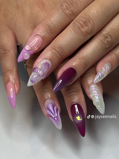 Mauve Nails, Aesthetic Nails, Nails 2024, Hot Nails, Fire Nails, Funky Nails, Pretty Acrylic Nails, Floral Nails, Fancy Nails