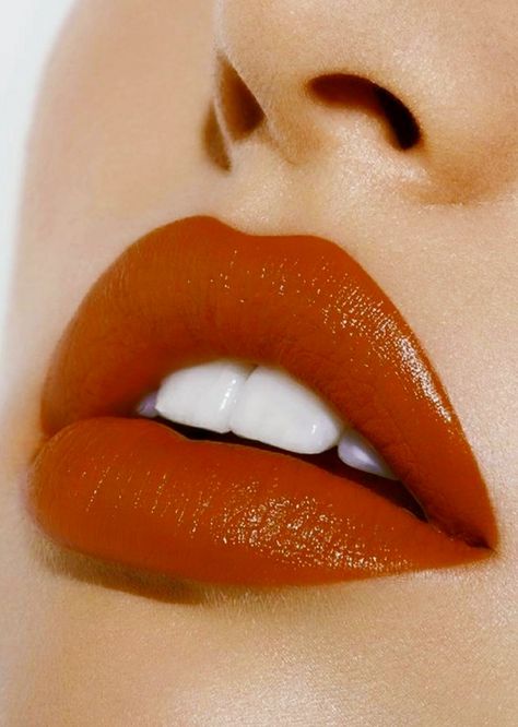 Rust Lipstick, Orange Lipstick Makeup, Burnt Orange Lipstick, Olive Skin Makeup, Red Brown Lipstick, Lipstick On Brown Skin, Makeup Engagement, Red Orange Lipstick, Autumn Makeup