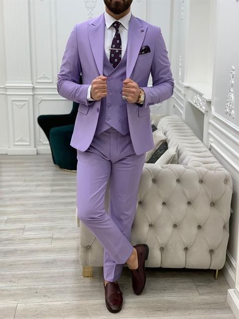 Night Dress For Man, Best Groom Suits, Mens Night Suit, Slim Fit Groom Suit, Italian Style Suit, Vacation Clothing, Vest And Pants, Purple Suits, Pants Gift