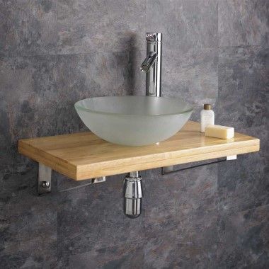 Wash Basin Stands & Floating Bathroom Sink Shelves | Clickbasin Floating Bathroom Sink, Wooden Bathroom Shelves, Wood Wall Bathroom, Glass Basin, Wood Sink, Sink Shelf, Washbasin Design, Cloakroom Basin, Bathroom Organization Diy