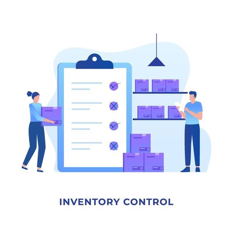 Flat design of inventory control concept Inventory Illustration, Inventory Control, Map Background, Marketing Concept, Concept Illustration, Social Media Network, Vector Drawing, Web Banner, Mobile Application