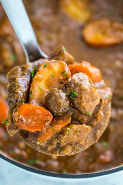 Beef Stew is easy to make with tender fall apart beef and hearty vegetables. It is super flavorful, rich, and PERFECT for cold days. #beef #beefrecipes #beefstew #sweetandsavorymeals #easyrecipe #dinnerrecipes Beef Stew Video, Vegetable Beef Stew, Dinty Moore Beef Stew, Tender Beef Stew, Beef Vegetable Stew, Homemade Beef Stew, Good Recipe, Savory Meals, Health Dinner