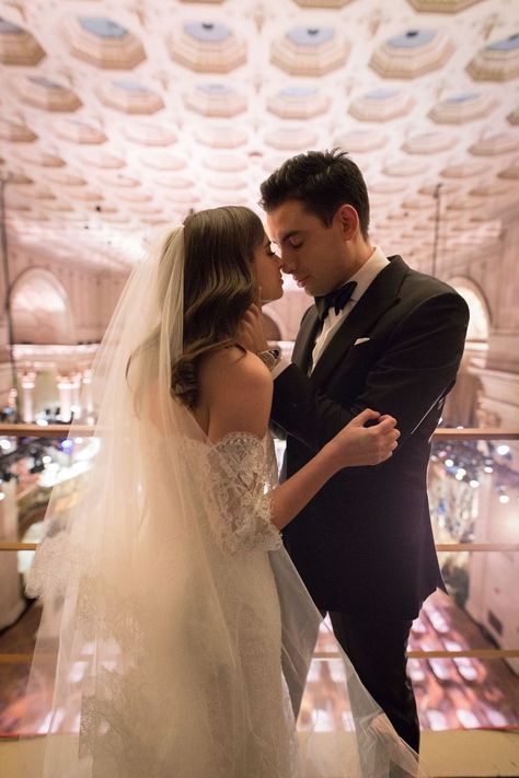 Bride and groom during reception at this Cipriani Wall Street Wedding in New York City | Photo by Ira Lippke Wall Street Nyc, Street Wedding, New York City Photos, Timeless Photography, Nyc Wedding, Wall Street, Bride And Groom, Studio Photography, Strapless Wedding Dress