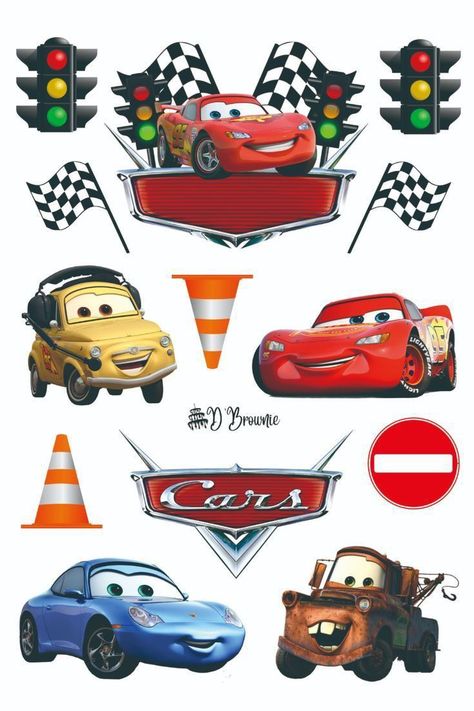 Mcqueen Topper Printable, Cars Topper, Mcqueen Car Cake, برق بنزين, Printable Cake Toppers, Car Theme Birthday, Mc Queen Cars, Theme Birthday Decoration, Disney Cars Cake