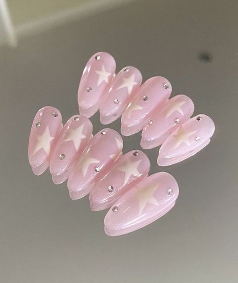 Pink Star Nails, Italy Nails, Choose Your Fighter, Grunge Nails, Blush Nails, Pretty Gel Nails, Really Cute Nails, Soft Nails, Pink Star