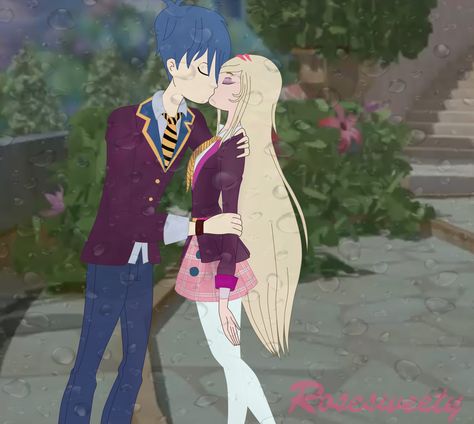 Rose And Hawk Regal Academy, Regal Academy Fanart, Regal Academy Rose And Hawk, Ray Caesar, Regal Academy, Belly Art, Amagi Brilliant Park, Anime Cupples, Romantic Anime Couples