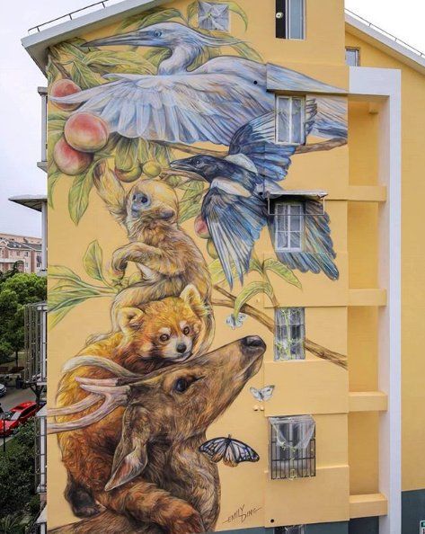 Street Art Utopia, Street Art Banksy, Animal Mural, Street Mural, Urban Street Art, Amazing Street Art, Graffiti Murals, Murals Street Art, Building Art