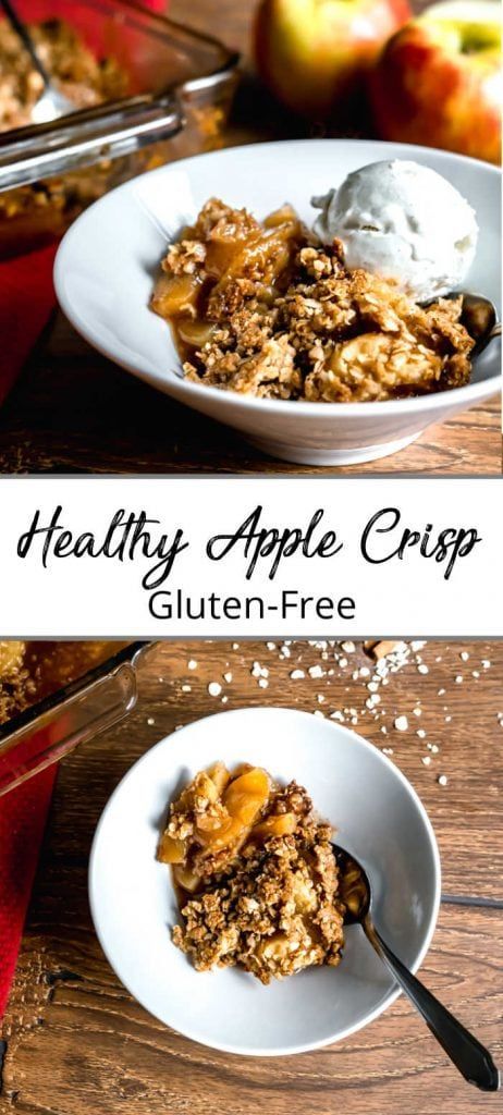 A healthy gluten-free apple crisp recipe that tastes anything but healthy!  Sweet apples with a crunchy oat and almond flour topping. Delish! | The Delicious Spoon @thedeliciousspoon #glutenfreeapplecrisp #glutenfreeapplecrispwithoats #glutenfreeapplecrispeasy #glutenfreeapplecrisphealthy #healthyapplecrisp #healthyapplecrisprecipe Gluten Free Apple Crisp Recipe, Gluten Free Apple Recipes, Apple Crisp No Oats, Gluten Free Apple Crumble, Apple Crisp Without Oats, Apple Crisp Recipe Healthy, Best Apple Crisp Recipe, Healthy Apple Crisp, Apple Recipes Healthy