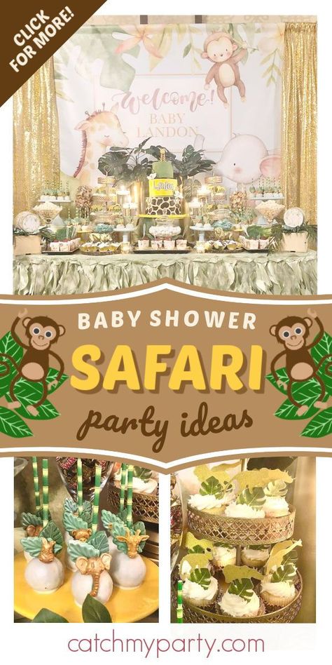 Safari Shower Ideas, Safari Party Ideas, Gateau Baby Shower Garcon, Safari Baby Shower Cake, Safari Baby Shower Boy, Baby Shower Garcon, Easy Decorations, Baby Shower Party Planning, Baby Shower Safari