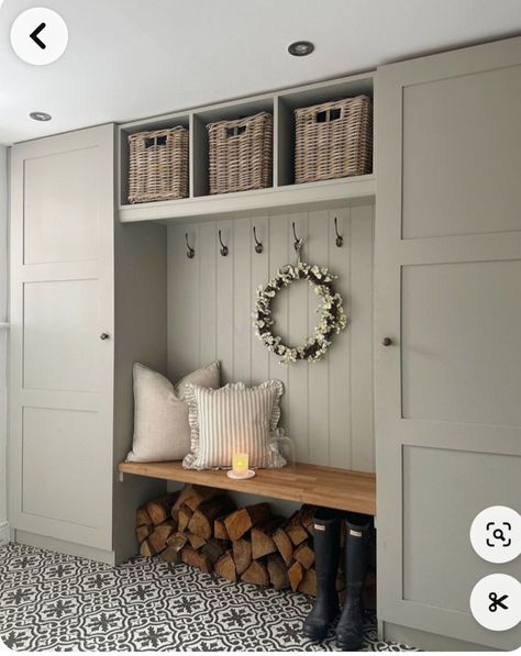 Hallway Storage Ideas Entrance, Ikea Boot Room, Panelled Boot Room, Bootroom Storage Ideas, Bootroom Hallway, Small Boot Room Ideas, Bootroom Storage, Inside Porch Ideas Entrance, Bootility Room