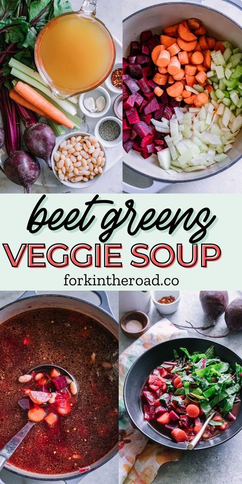 Roasted Beet Soup, Beet Green Recipes, Vegan Weeknight Meals, Beet Soup Recipes, Beetroot Soup, Beetroot Recipes, Beet Soup, Vegetable Soup Recipe, Fork In The Road