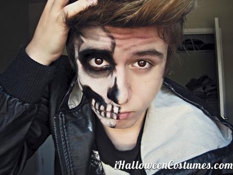 boy half face makeup Skull » Halloween Costumes 2013 Skeleton Makeup Boy, Half Face Makeup, Halloween Costumes 2014, Holloween Makeup, Skeleton Makeup, Skeleton Costume, Halloween Tags, Skull Halloween, Halloween 2016