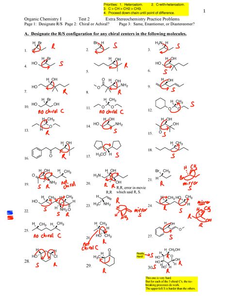 CHEM 261 Stereochemistry Questions With Answers - 1 Organic Chemistry I Test 2 Extra Stereochemistry - StuDocu Organic Chemistry Notes, Organic Chem, Physics Lessons, Questions With Answers, Chemistry Worksheets, Physical Chemistry, Chemistry Lessons, Chemistry Notes, Organic Chemistry