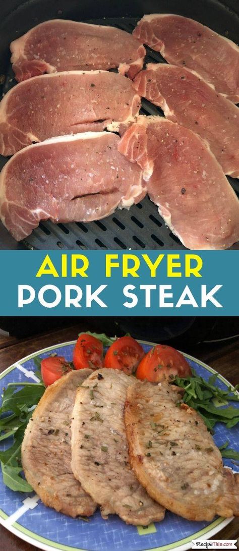 Air Fryer Pork Loin, Fried Pork Steak, Roast Pork Dinner, Pork Steak Recipe, Pork Steaks, Air Fryer Pork, Breaded Pork Chops, Chop Recipes, Pork Loin Recipes