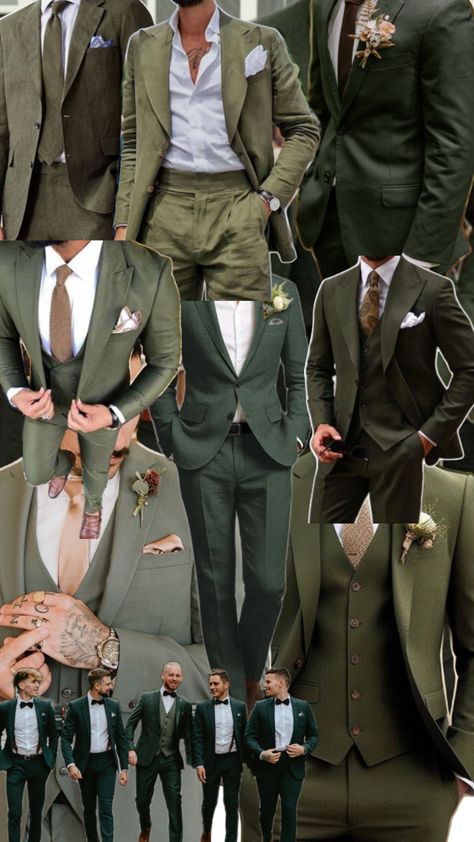 Suits Green, Groom Tuxedo Wedding, Groom And Groomsmen Suits, Wedding Tux, Mens Wedding Attire, Wedding Suits Groom, Groomsmen Suits, Tuxedo Wedding, Cute Wedding Ideas