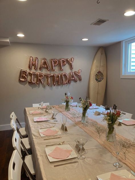 Table Decorations For Birthday, Light Pink Birthday Party, Light Pink Birthday, Happy Birthday Decoration, Beautiful Happy Birthday, 15th Birthday Party Ideas, 18th Birthday Party Themes, Indoor Birthday, Sweet Sixteen Birthday Party Ideas