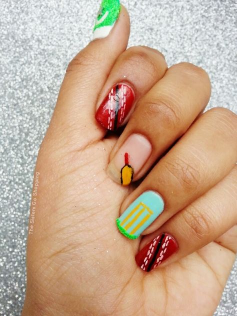 Cricket Nail Art, Cricket Nails, Cute Short Spring Nails, World Cup Nails, Beach Nail Art Designs, Beach Nail Art, Beach Nail, Cricket Sport, Cricket Match