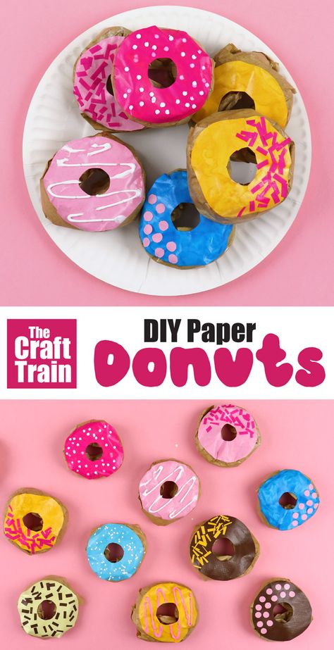 Donuts Crafts Preschool, Doughnut Craft Preschool, Donut Shop Dramatic Play Free Printables, Play Shop Diy, Donuts Paper Craft, Paper Donut Craft, Donut Crafts Preschool, Pretend Candy Diy, Donut Dramatic Play