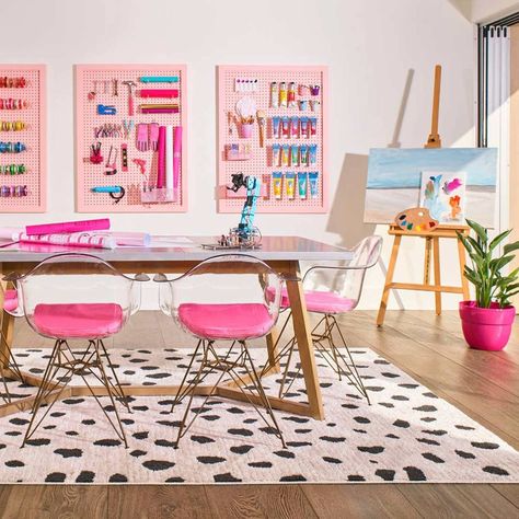 Book Your Stay at the Malibu Barbie Dreamhouse | Family Handyman Barbie Lifestyle, Funky Sofa, Barbie Organization, Aesthetic Barbie, Pink Chairs, Shed Makeover, Design Studio Workspace, Hangout Room, Barbie Aesthetic