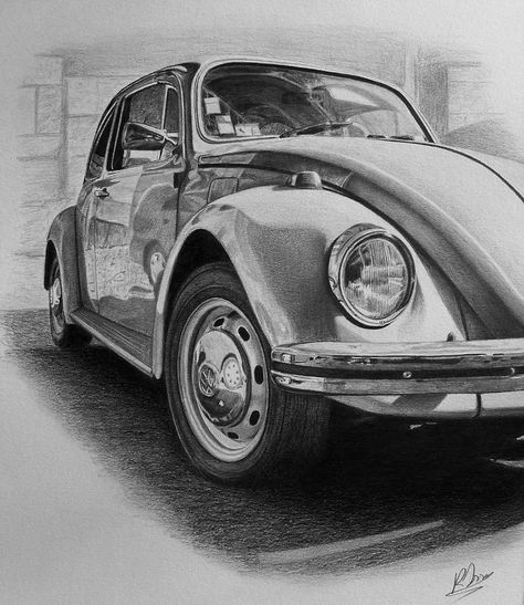 Beetle Drawing, Beetle Art, Vw Art, Carros Vintage, Old Car, Pencil Art Drawings, Automotive Art, Car Drawings, Vw Bug