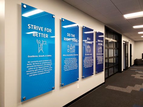 Office Wall Graphics, Classroom Interior, Office Wall Design, Creative Office Space, Office Signage, Office Interior Design Modern, Corporate Office Design, Office Remodel, Office Artwork